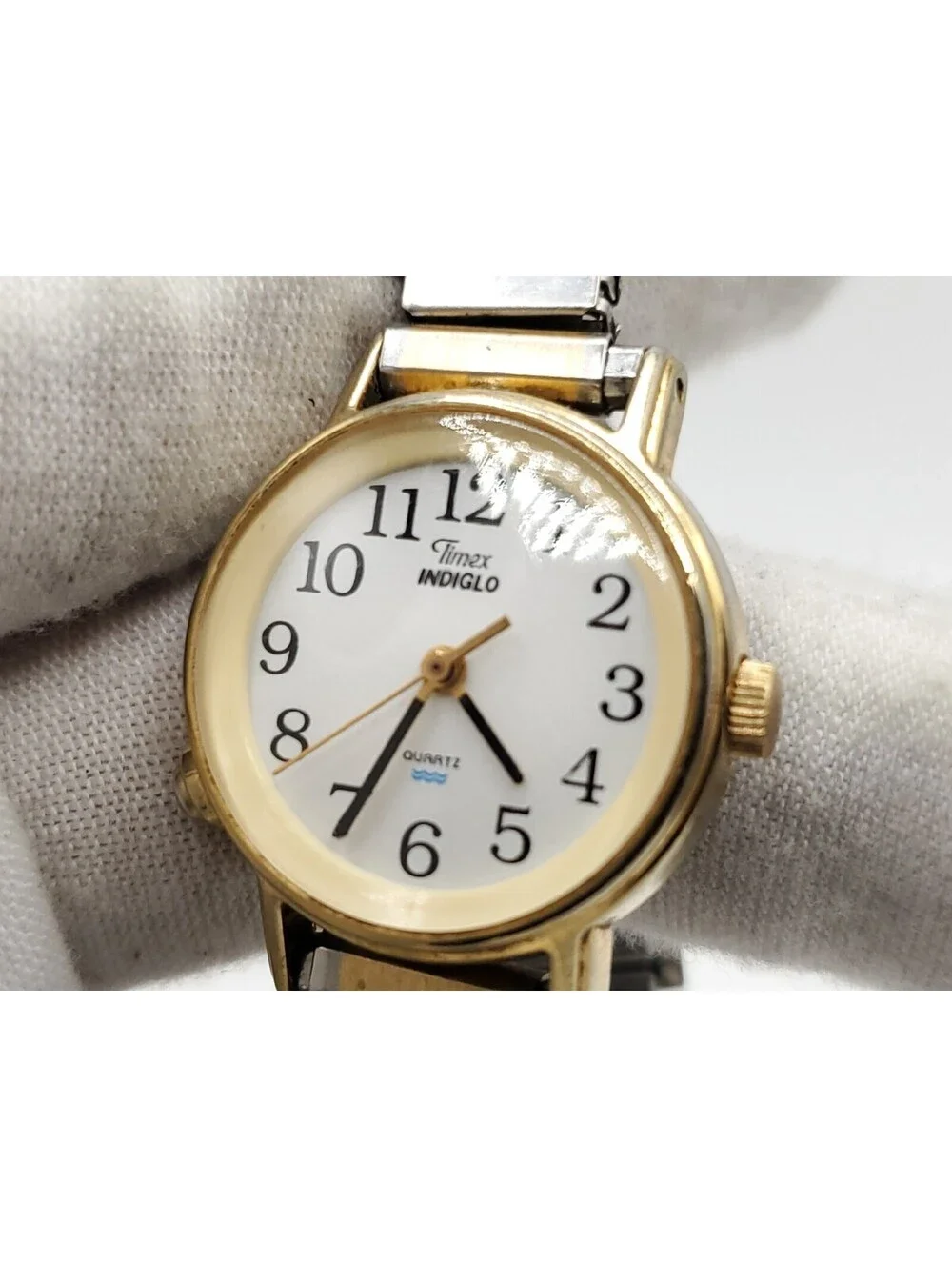 Vintage 1995 Timex Indiglo Womens Watch New Battery White Dial Two-Tone...